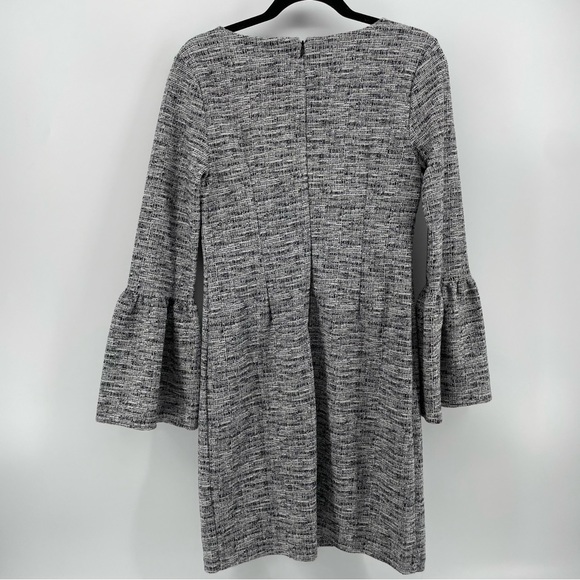 Banana Republic Women’s Sheath Dress Black White Tweed Bell Sleeve V Neck S - Picture 4 of 6